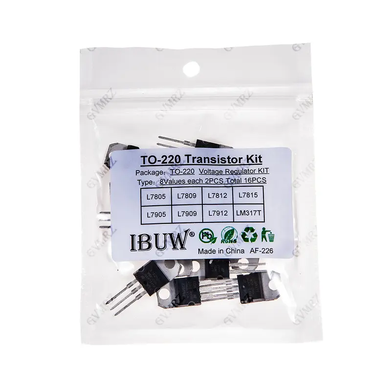 16PCS 8Values TO-220 Transistor Kit (L7805/L7812 etc.) Voltage Regulator for Industrial Power Supply DIY Project LM317T L7805 - Image 2