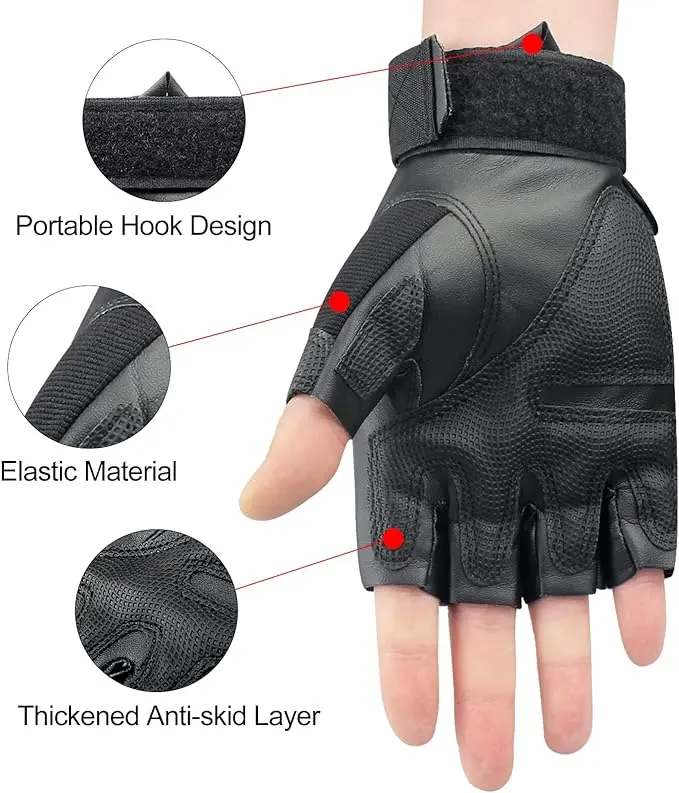 1 Pair Tactical Fingerless Half Finger Motorcycle Motocross Non-slip Guantes Moto Outdoor Sport Motorbiker Racing Gloves 5