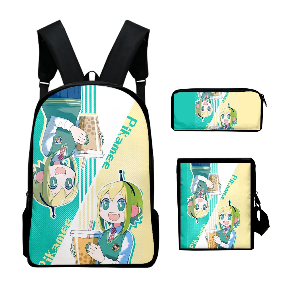Popular Fashion Pikamee Anime 3D Print 3pcs/Set pupil School Bags Laptop Daypack Backpack Inclined shoulder bag Pencil Case