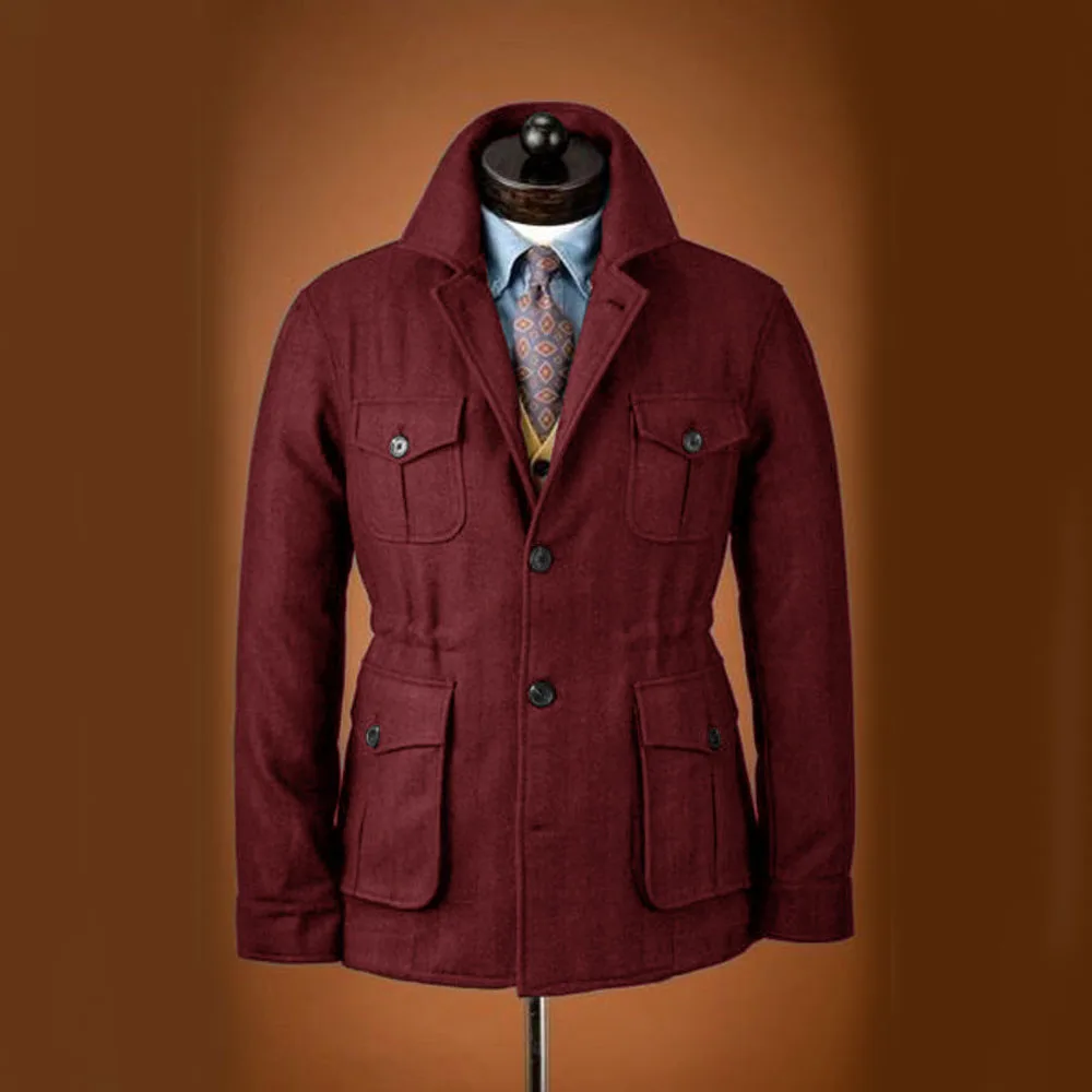 Men Suits Jackets Tweed Jacket Tuxedo Woolen Suit Single Breasted Casual Slim Fit Male Blazers Winter
