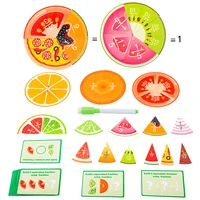 Montessori Magnetic Fraction Learning Math Toys Wooden Board Fruit Circles Blocks Puzzle  Game Early Educational Math Skills 1