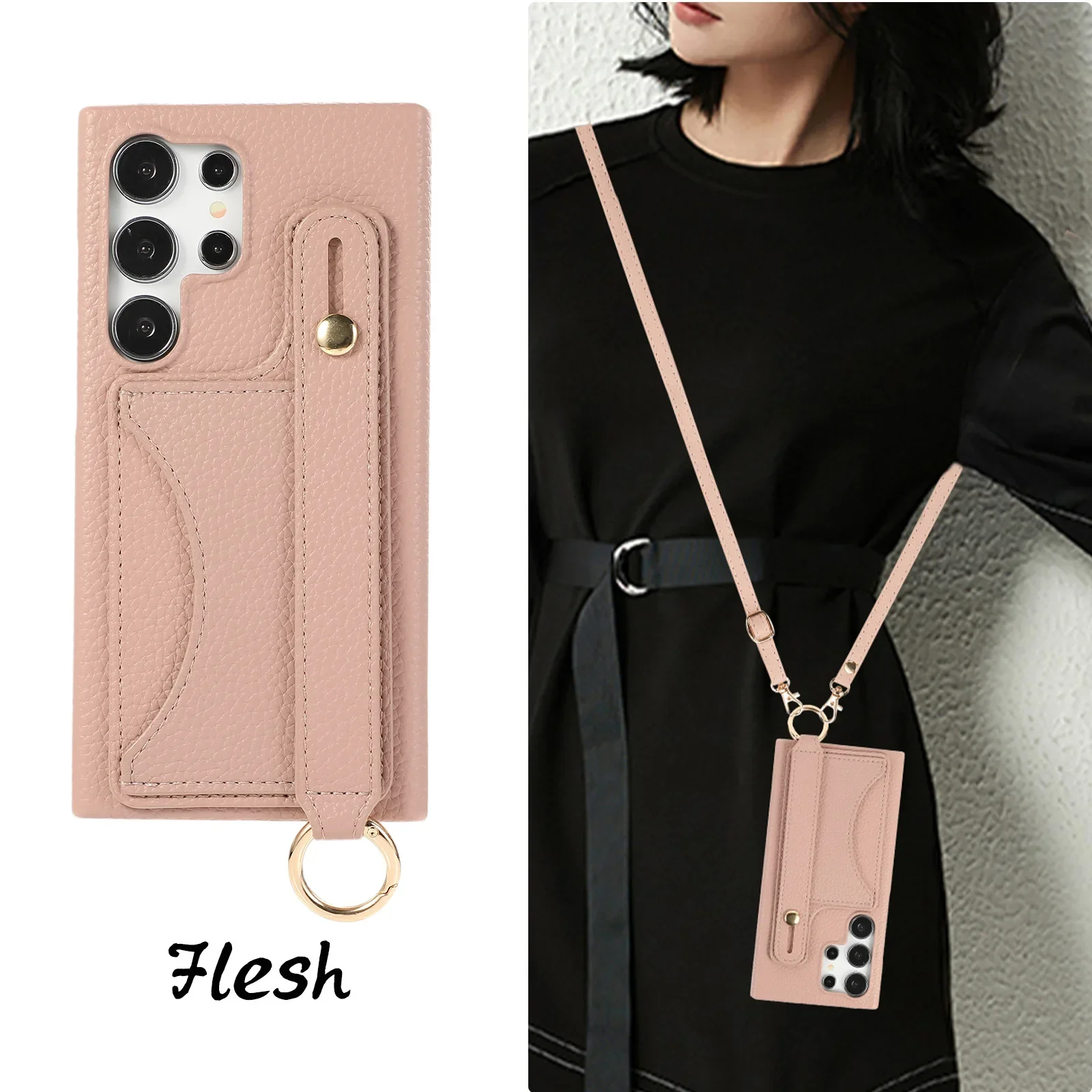 Wrist Strap Crossbody Phone Case with Card Holder