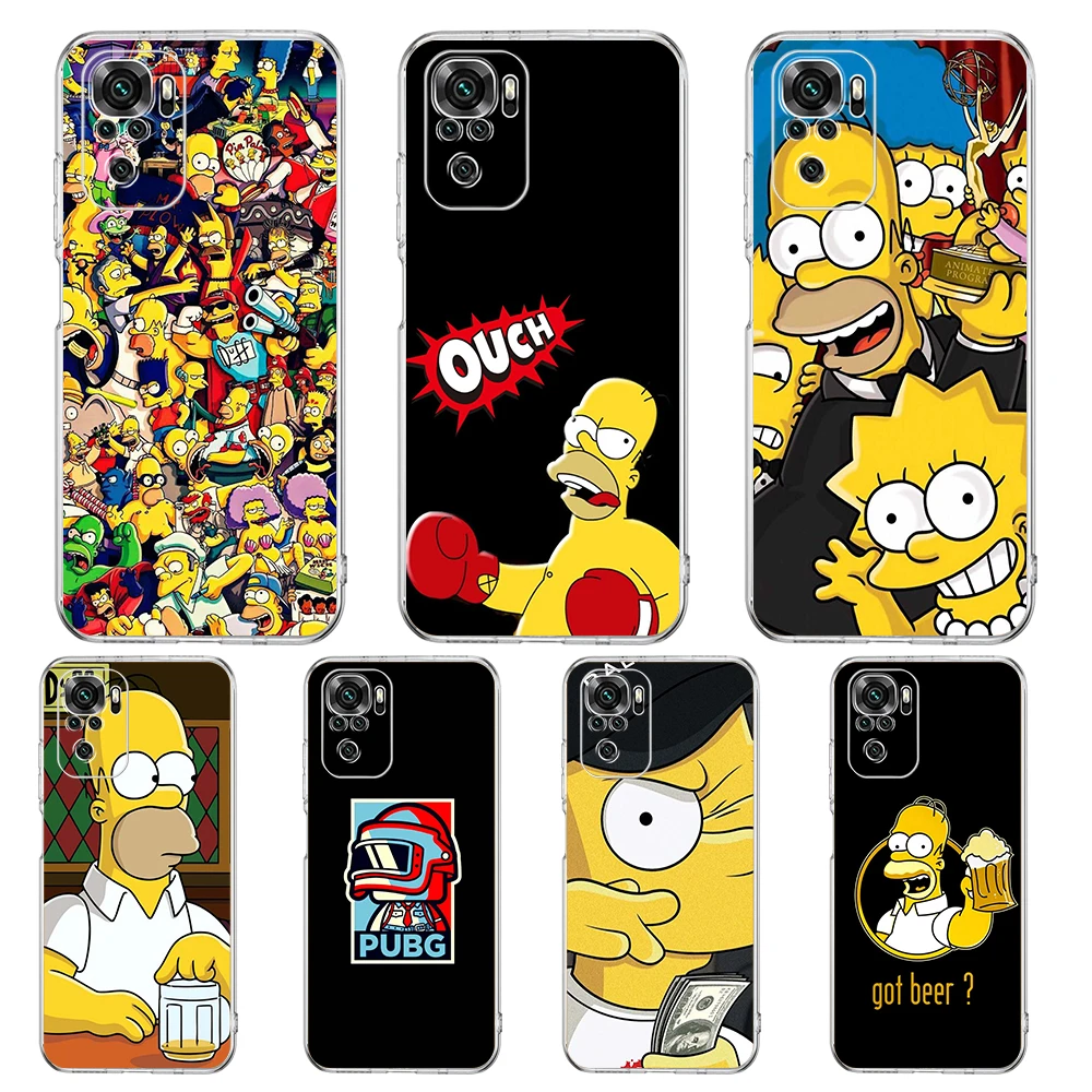 Funny Homer J.Simpson Transparent Phone Case for Redmi 9T Note 11 11T 10S 8A 9A 9C 7 8 9 10 K40 4G Plus Pro 4G Soft Cover Shell