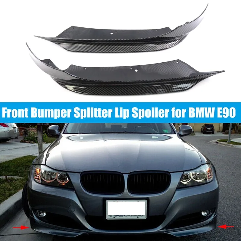 

Pair Front Bumper Lip Splitters For BMW 325i 335i E90 LCI Sedan 4-Door 2009-2012 Apron Winglets Flaps Spoiler Carbon Fiber Look