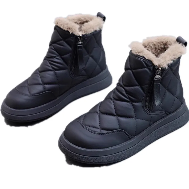 New Winter Snow Boots Thick Bottom Side Chain Warm Comfortable Snow Boots for Women Is Fashion Warm Boots Plush Casual Simple 40