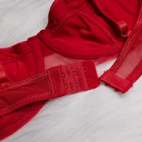 JOLingerie séduisante sexy pour femmes, ensemble de quatre pièces, sous-vêtements féminins, tache pure, style désir, monochromatique, aussi en déclin trempé, mode 5