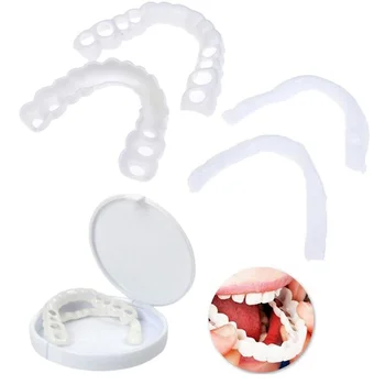 2 paia dentiere denti dentiera cura sbiancante alternativa sorriso Snap Tooth Comfort superiore e inferiore mascella protesi per uomini e donne