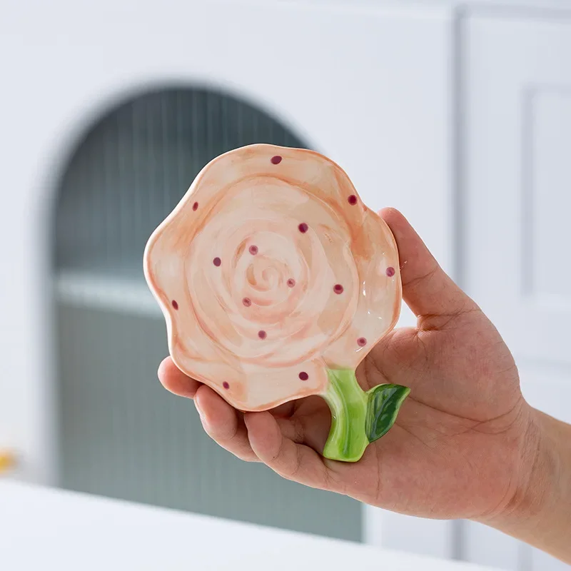 Creative Drain Dish Storage Box, Home Bathroom and Kitchen Articles, Ceramic Rose Blossom Sunflower Shape, Soap Dishes, 1Pc