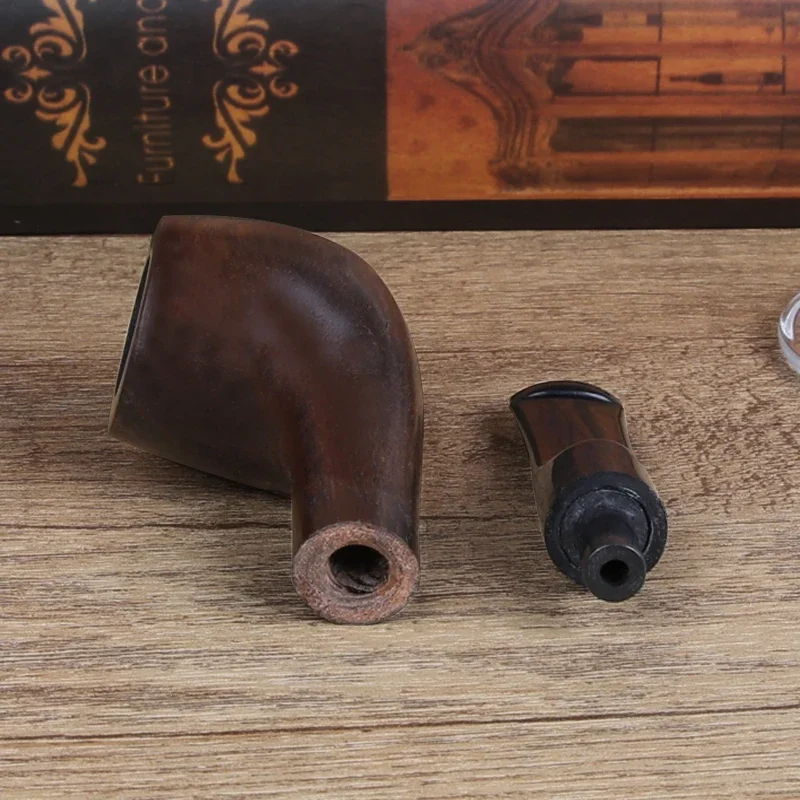 Classic Straight Ebony Wood Solid Wooden Smoking Pipe Tobacco Pipe Tube Fit For 3mm Filters Smoking Accessories