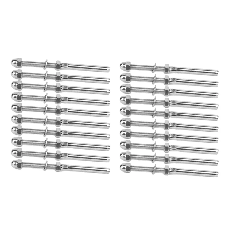 

100 Pcs Stainless Steel Handrail Railing Cable Tensioner Threaded Stud End Fitting For 1/8 Inch Cable Wire (50 Pack)
