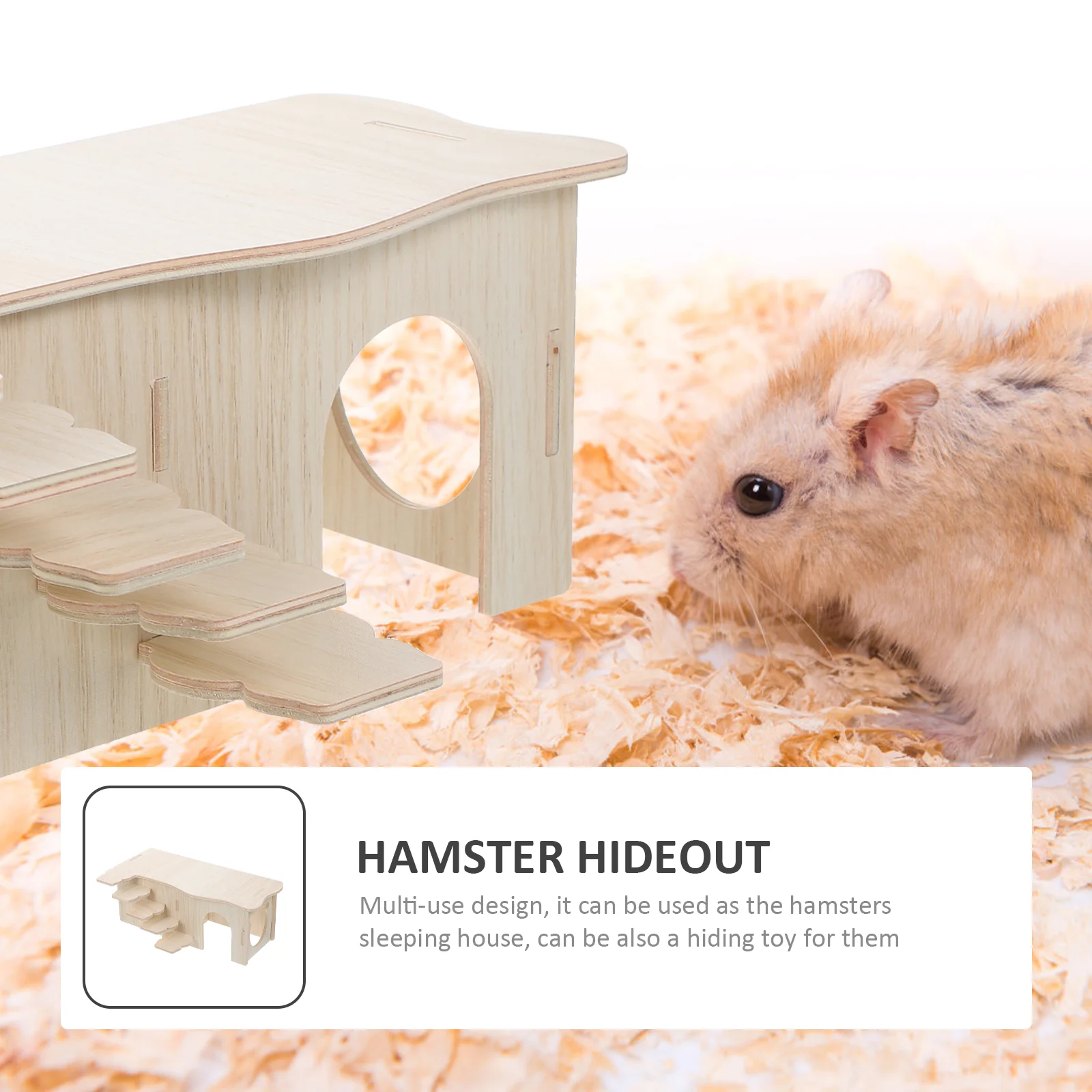 Hamster House Hideout Mouse Wooden Habitat Toys with Ladder Guinea Pig Hiding Supply Multifunctional Place - Image 2