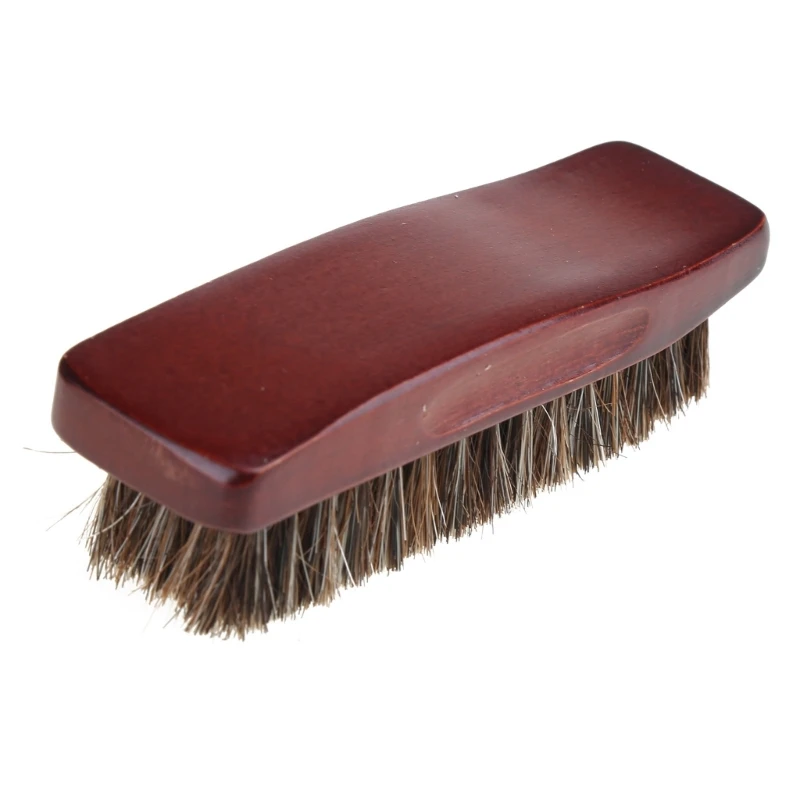 1pc Professional Wooden Handle Horse Hair Bristle Boot Shoes Buffing Brush 95AA 5