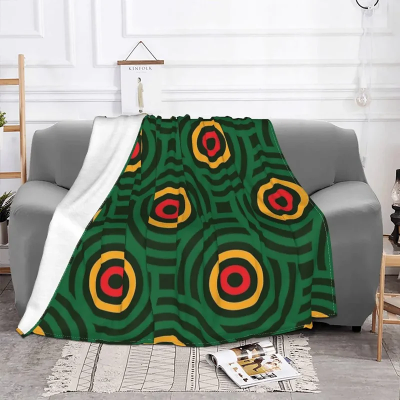 

Ethiopian Painting Art Circular Pattern Blanket Fleece Printed Portable Lightweight Thin Throw Blankets for Bed Couch Bedspreads