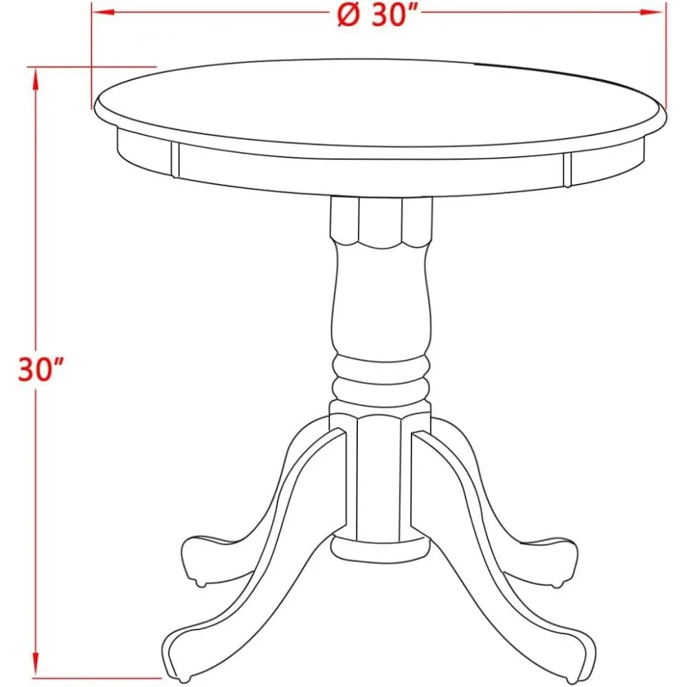 Eden Kitchen Table - a Round Dining Table Top with Pedestal Base, 30x30 Inch, Mahogany & Linen White 3