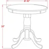Eden Kitchen Table - a Round Dining Table Top with Pedestal Base, 30x30 Inch, Mahogany & Linen White 3