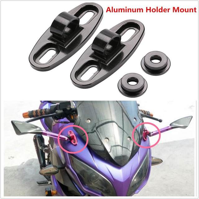 Motorcycle CNC Aluminum Rearview Mirror W/Fairing Adapters Holder Mount