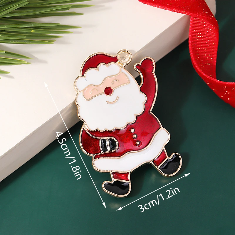 Cute Santa Claus Cartoon Christmas Brooch Christmas Tree Bell Badge Hat Denim Lapel Pin Holiday Atmosphere Decoration Jewelry