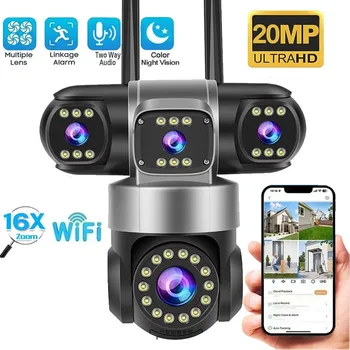 16X ZOOM WiFi Camera 20MP Four Lens Outdoor 6K 12MP IP66 Waterproof Night Vision Two-Way Intercom CCTV Video Surveillance 1