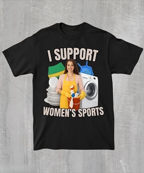 T-shirt Divertente e Sarcastica con Scritta 'I Supporto lo Sport Femminile' per Uomo e Donna, Abbigliamento Streetwear alla Moda Hip Hop