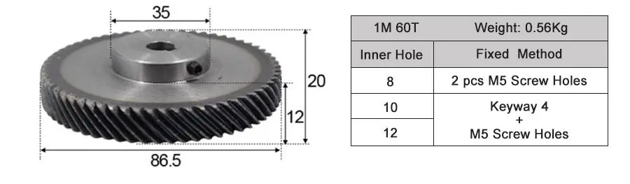 1 Stück Rechts- und Linksspiralgetriebe 1M 20T 1 Mod 20 Zähne Innenbohrung 8mm 10mm 12mm 14mm und Ritzel für Maschinenteile – Detail 16