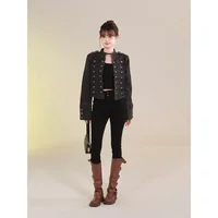 Veste Courte en Jean pour Femme, Nouveau Modèle, Style Rétro avec Boutons, Col Montant Ajusté, Manches Longues, Veste en Denim Courte 6