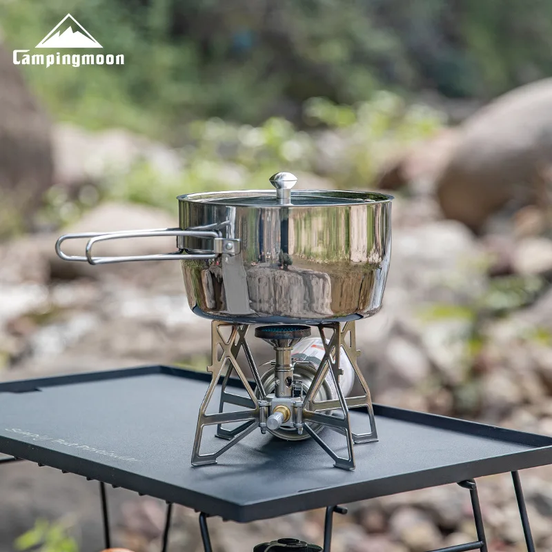 CAMPINGMOON Thickened Composite Stainless Steel Outdoor Camping Soup Pot, Boiling Water Portable Picnic Pot, Cooking Utensils