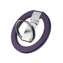 Portable Folding Magnetic Phone Holder with Adhesive Ring Buckle (PURPLE)