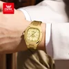 OPK 6044 Men's Wristwatch Gold Stainless steel Square Simple Waterproof Luminous Quartz Men Watch 2