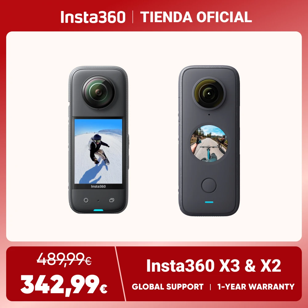 Insta360-Cámara de acción X3 360, dispositivo con batería de 360 mAh,  resistente al agua, estabilizador de flujo, 5,7, X3, 1800 K