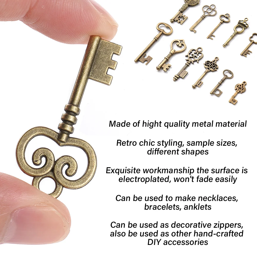 Ornament Crafts Miniature Ornament Miniature Figurines Resin Crafts Resin Ornaments 40/125pcs Vintage Skeleton Keys Antique Bronze Keys Retro Pendant Necklace Fancy Decor DIY Jewelry Necklace Craft Gifts