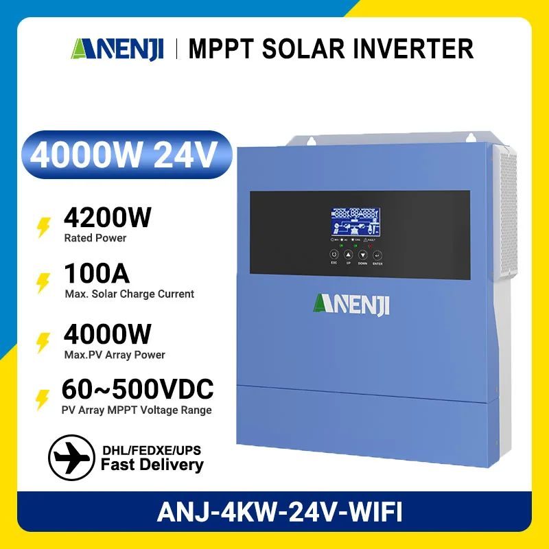 6.2KW 4KW MPPT Hybrid Solar Inverter Pure Sine Off Grid Tie 230VAC PV 500V Buil