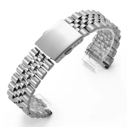 Stainless Steel Universal Men's Watch Strap with Folding Buckle and Tool Kit - 22mm (Silver)