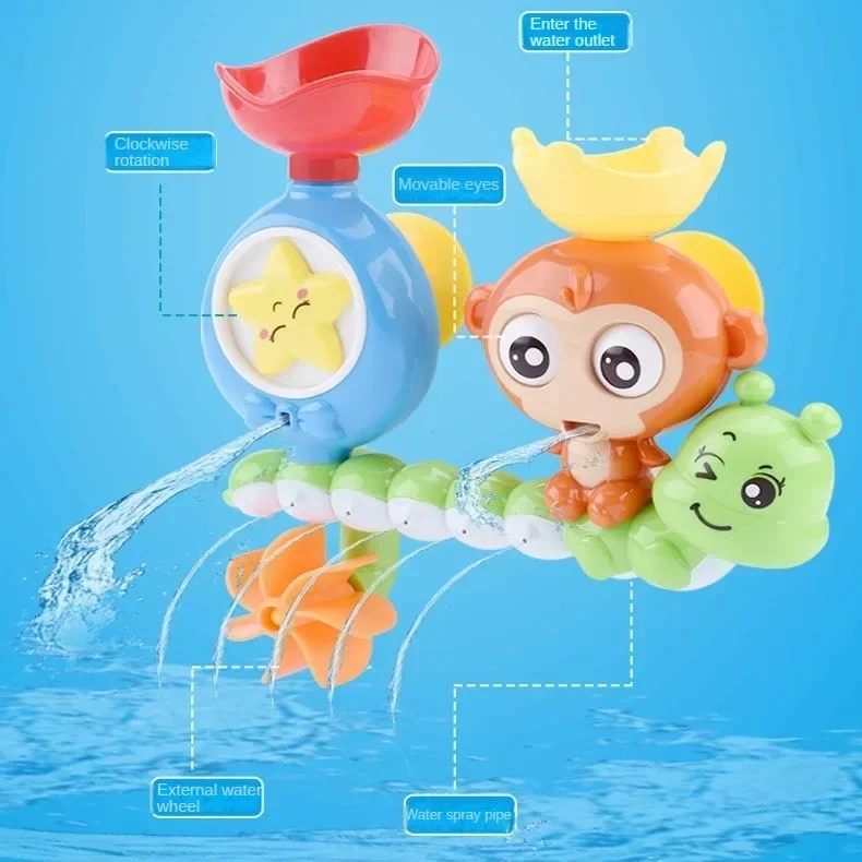 Baby Bath Toy Wall Sunction Cup Track Water Game Children Bathroom Monkey Caterpilla Bath Shower Toy for Children Birthday Gifts 3