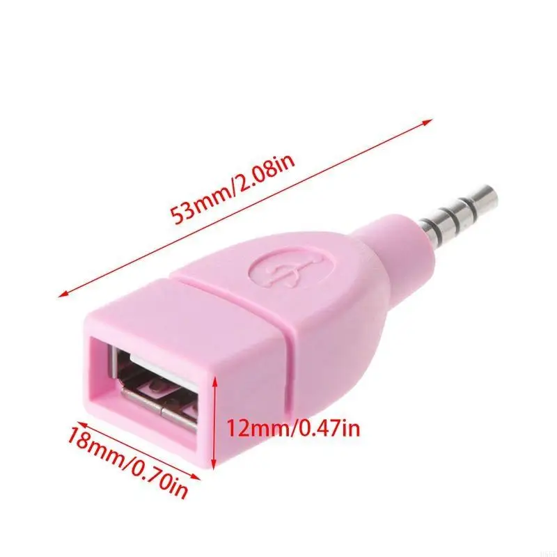 H55F 범용 자동차 컨버터 어댑터 USB 2.0 여성 3.5mm 남성 보조 오디오 오디오 내구성 자동차 플러그 잭 용 어댑터