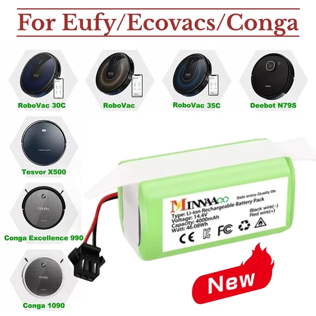 Genuine 14.4V 2600mAh Li-ion Battery for Conga Excellence 990 1090 1790  1990 Ecovacs Deebot N79 N79S DN622, Eufy Robovac 30 35C - AliExpress