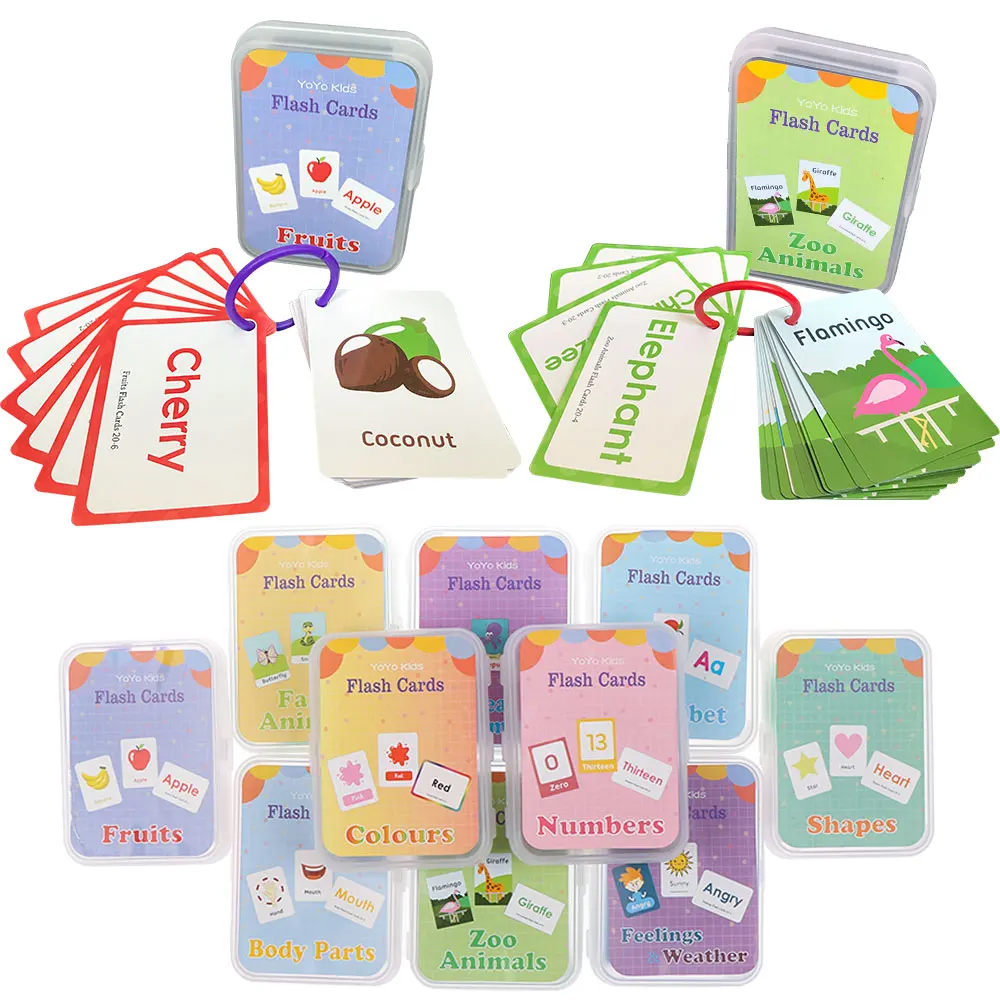 Apprendimento flashcard numeri ABC frutta animale corpo giocattoli educativi aula aiuti autismo Montessori carta parole inglesi per bambini