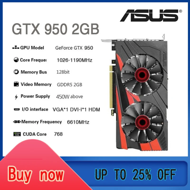 ASUS Raphic Card GTX 950 960 1050 1060 1650 1660 RX 580 2GB 3GB 4GB 6GB 8GB Video Cards GPU AMD Intel Desktop CPU Motherboard best graphics card for gaming pc Graphics Cards