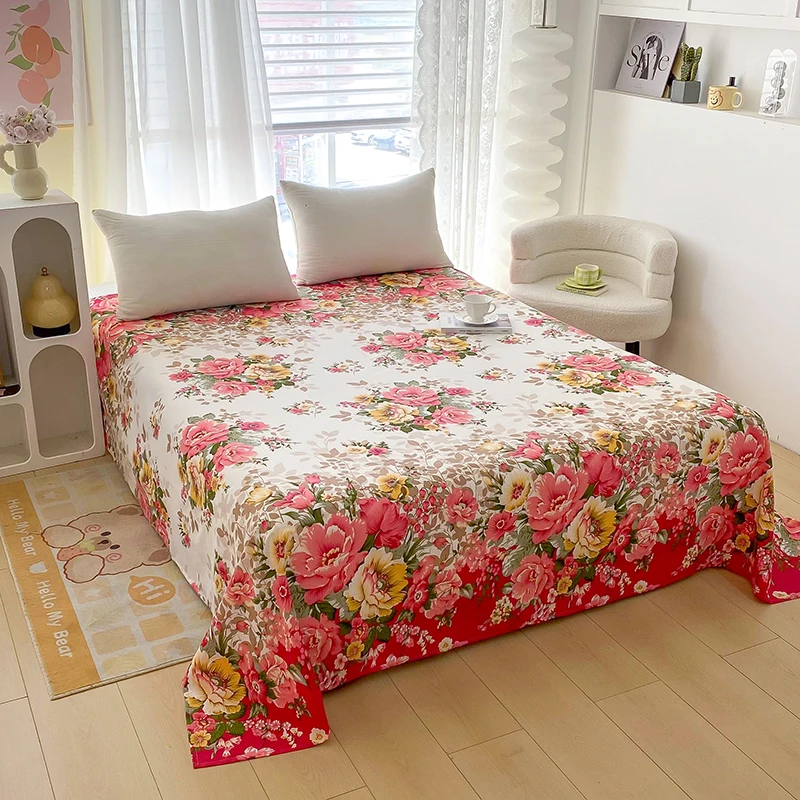Bed Sheet Full Sets Flower Printed Flat Bed Sheets sabanas cama individual Single/Queen/King  Bedsheets for Double Bed Top Sheet 5