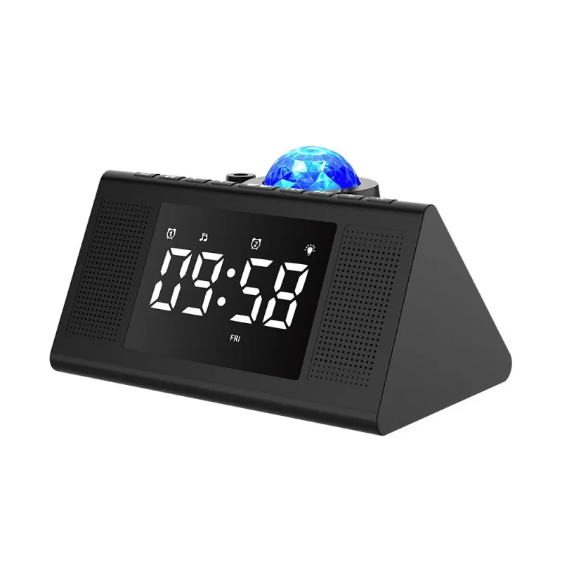 

Digital Alarm Clock Projection Lamp Calendar Desk Clock Music Starry Color Changing Built-in Bt Music Player Children Gift