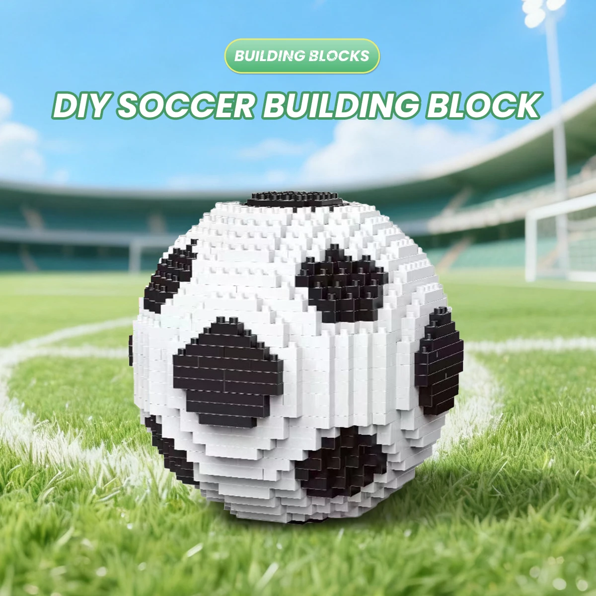 Sport Football DIY Mini Building Blocks Soccer Basketball Set Creative Assembled Toys Gift for Boys Sports Fans Room Decor