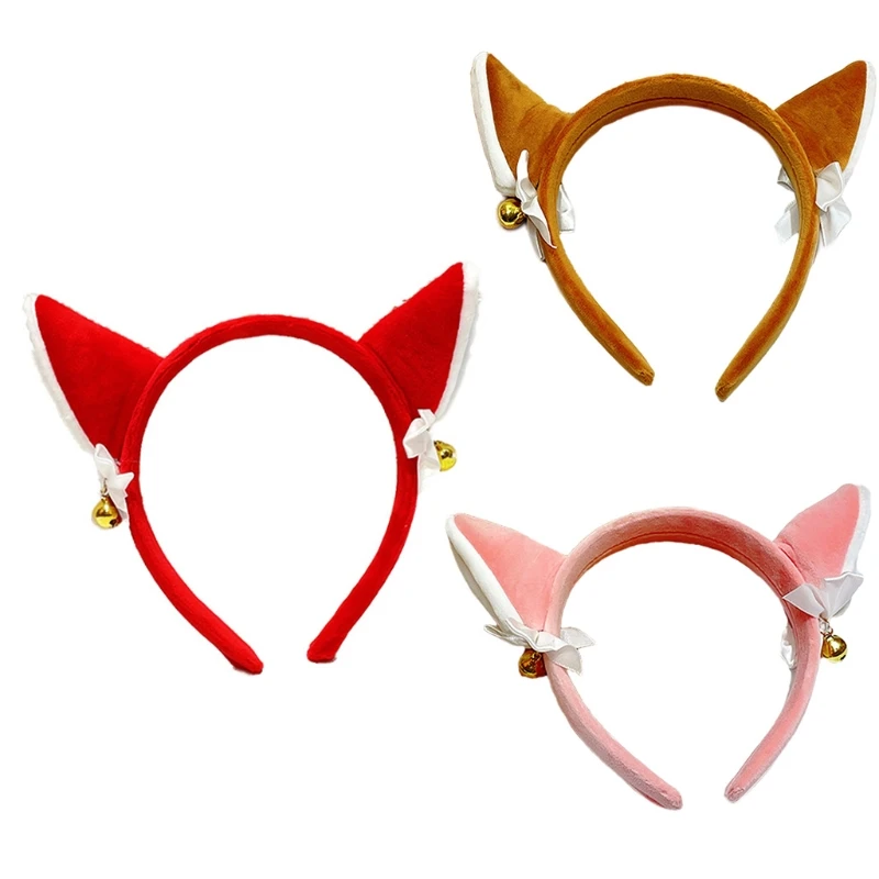 Plush cow ear headband cosplay hair hoop animal hairband cattle horn headwear devil headdress anime hair accessories