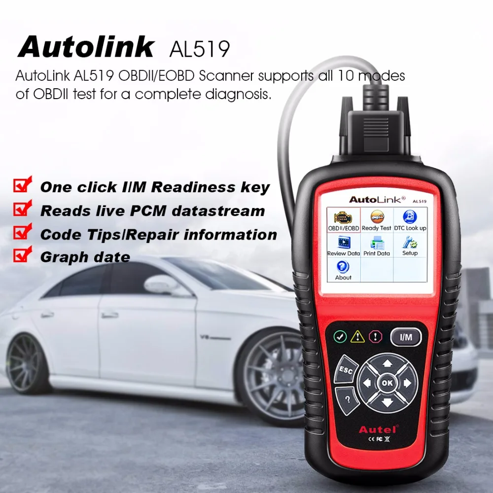 Autel AutoLink AL519 Enhanced OBD2 Car Code Reader Scanner Tool O2 Sensor Data