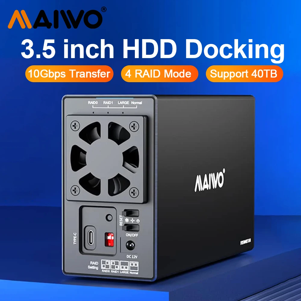 Maiwo-hard Drive Docking Station Caixa de Armazenamento Dual Bay Usb 3.1 tipo c Suporte 10gbps 3.5 Modo