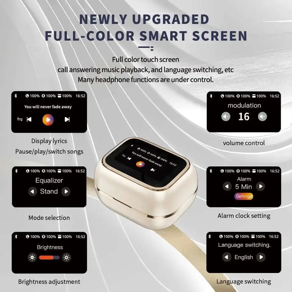 Bluetooth Earphones Touch 2 本体 YX42 Support TF Memory Card Smart Screen HIFI Intelligent ENC