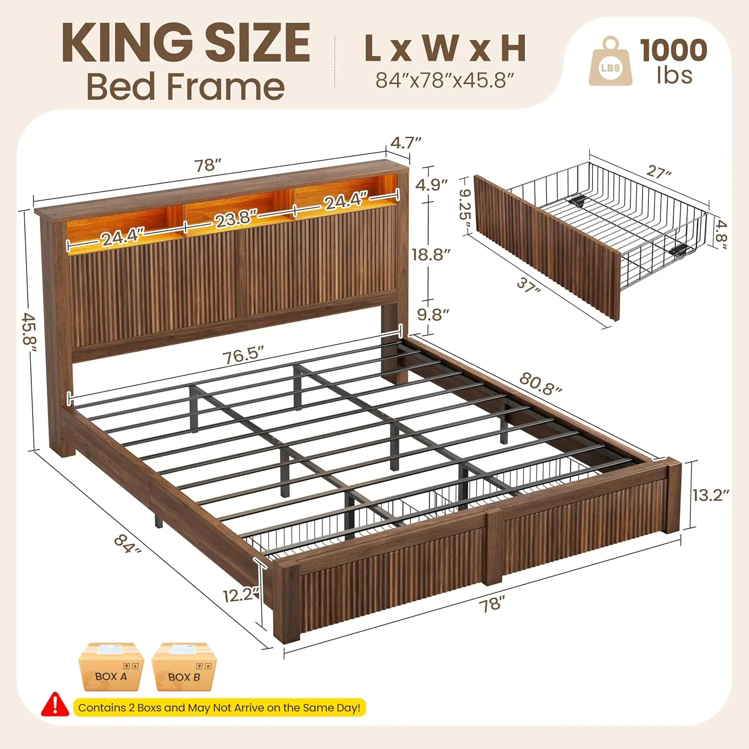 King Bed Frame with Headboard 1
