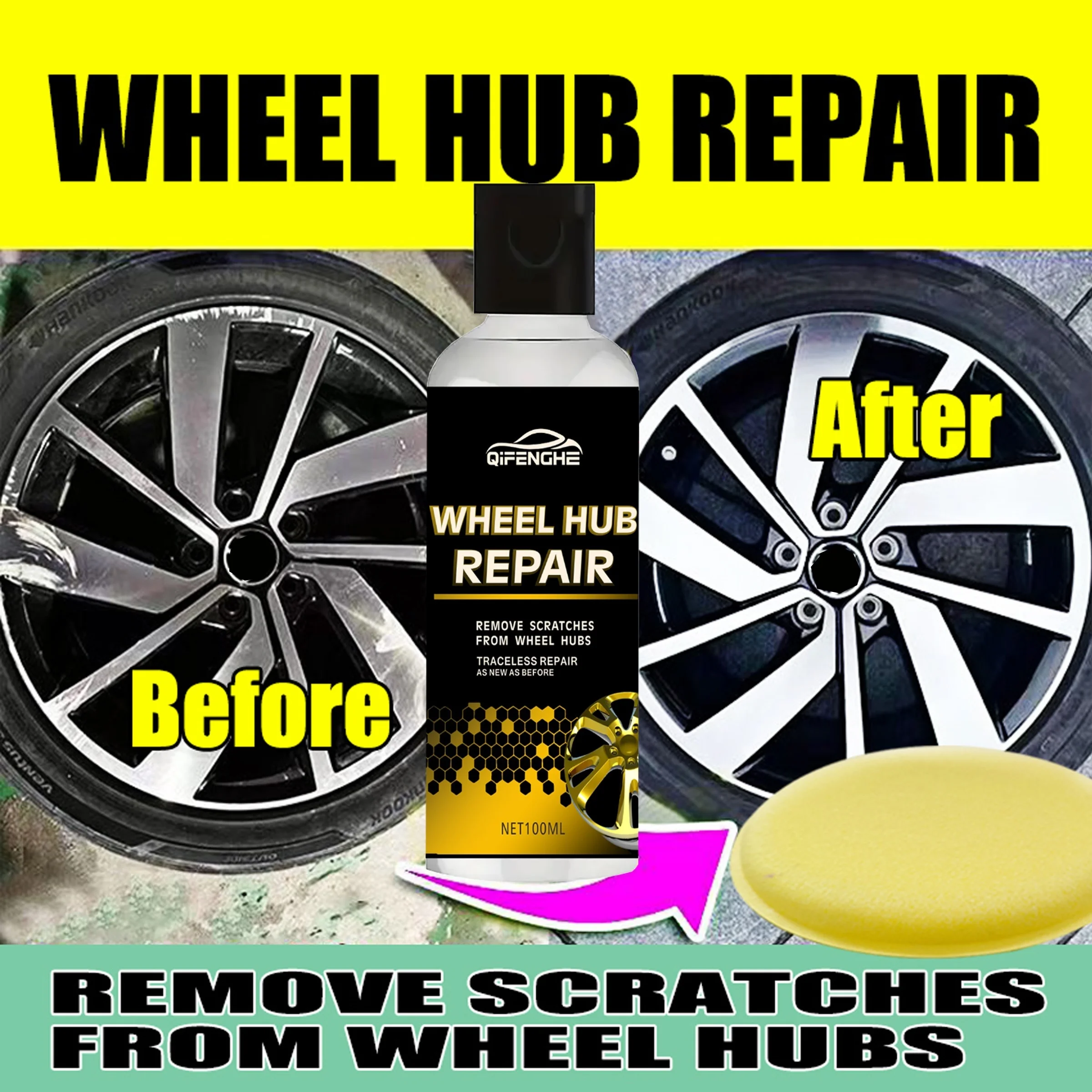 Alloy Wheel Repair Kit 100ml-Quick-Dry Scratch & Corrosion Defense for Metal Rims Restoration with Brake Dust Shield Gel
