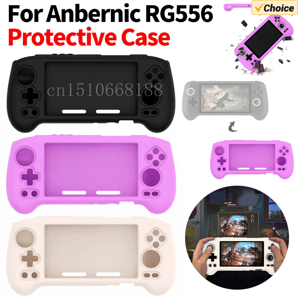 Silicone Protective Case Shockproof Soft Case Cover Anti-Scratch Protective Cover for Anbernic RG556 Retro Handheld Game Console