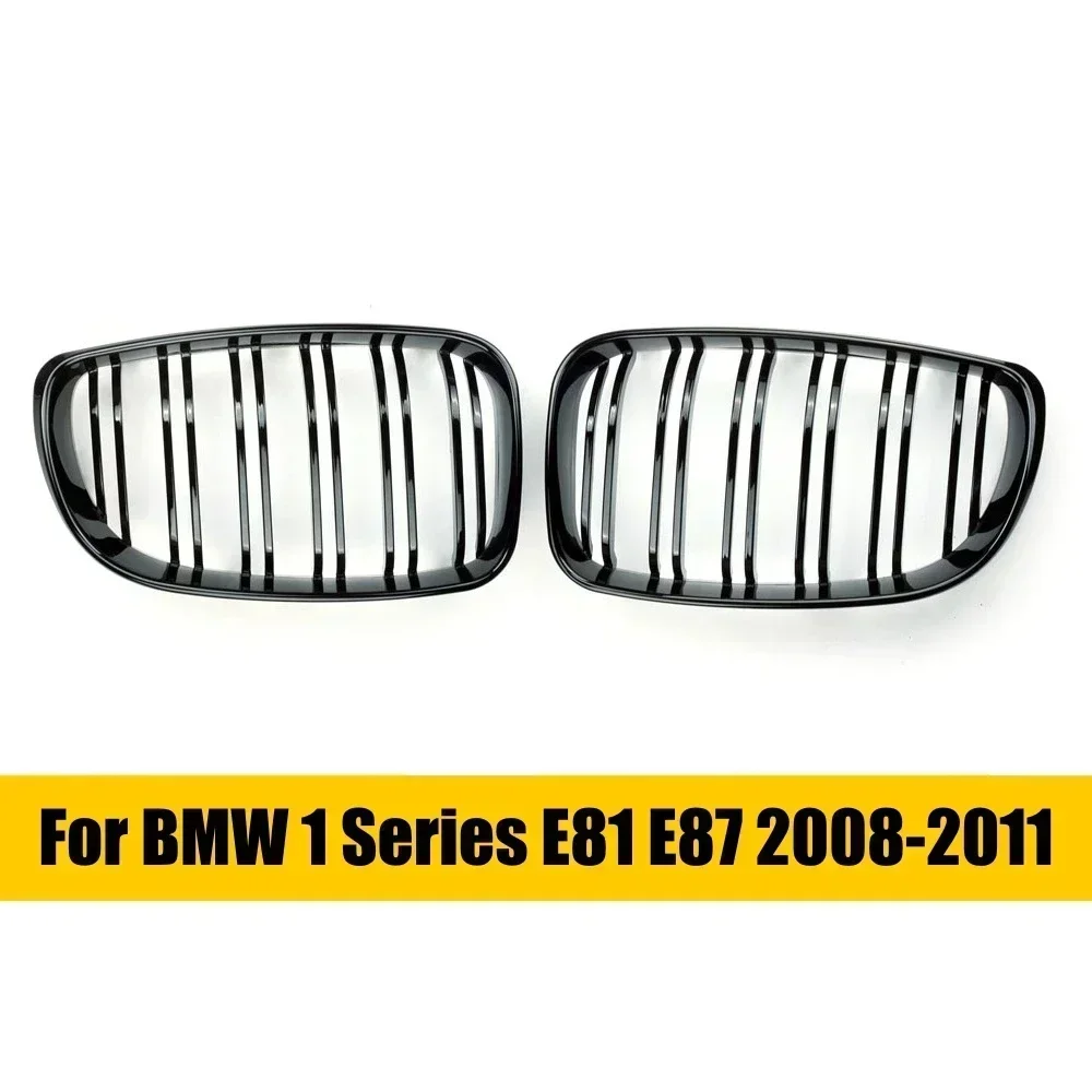 Car Glossy Black Grill Front Kidney Grille for BMW E81 E87 E82 E88 128I 130I 135I Selected 04-11 Dual Slats Double Line Grills