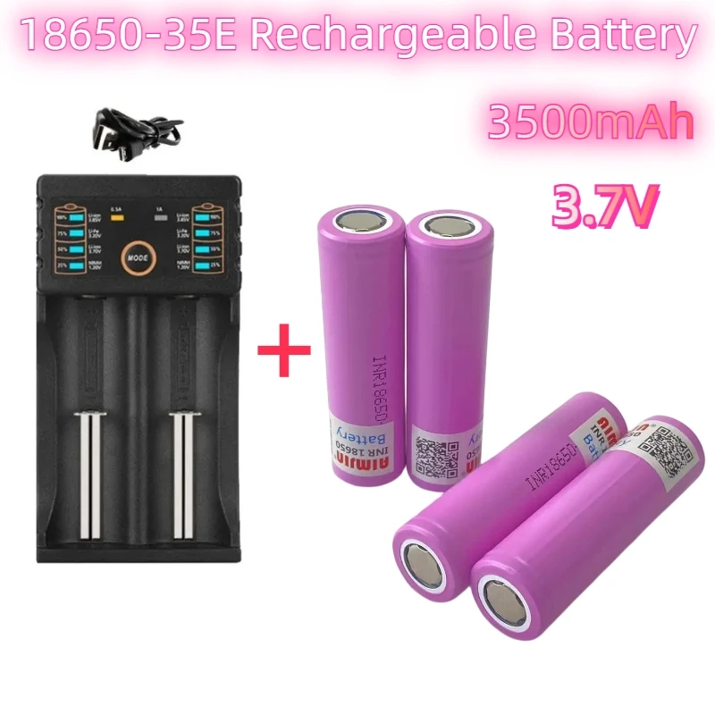 Batteria 3.7V 3500Mah 18650 Per Samsung 35E Inr 18650 20A Batteria Al Litio Lon Sostituzione Batteria Esterna + Caricabatterie