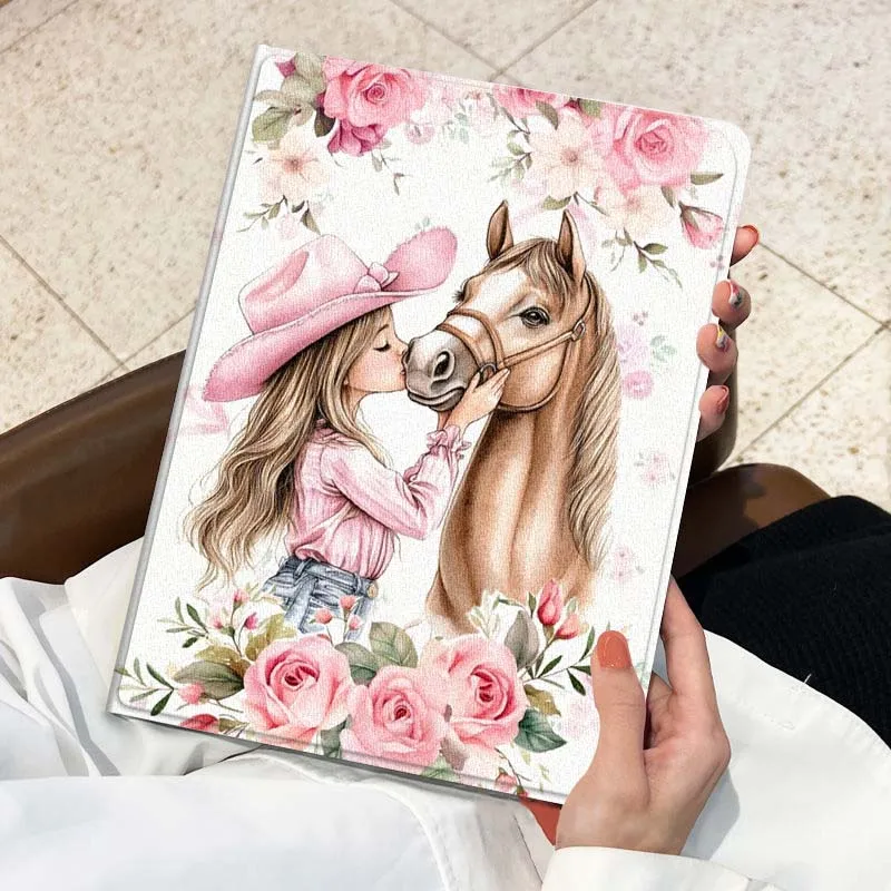 Cartoon Girl and Horse Tablet Case